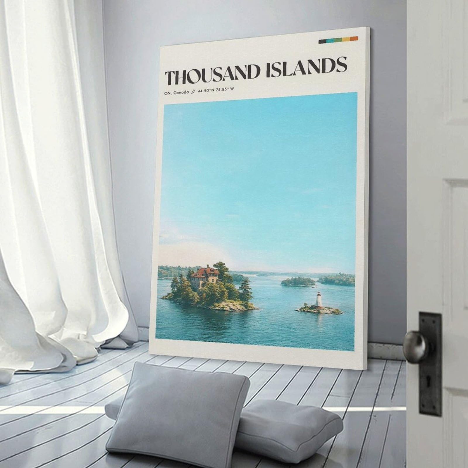 Junmoney Thousand Islands Landscape Decorative Wall Artwork 16x24inch(40x60cm), for Home Lounge, Bedroom Or Reading Nook, Easy Decor for Gallery Walls
