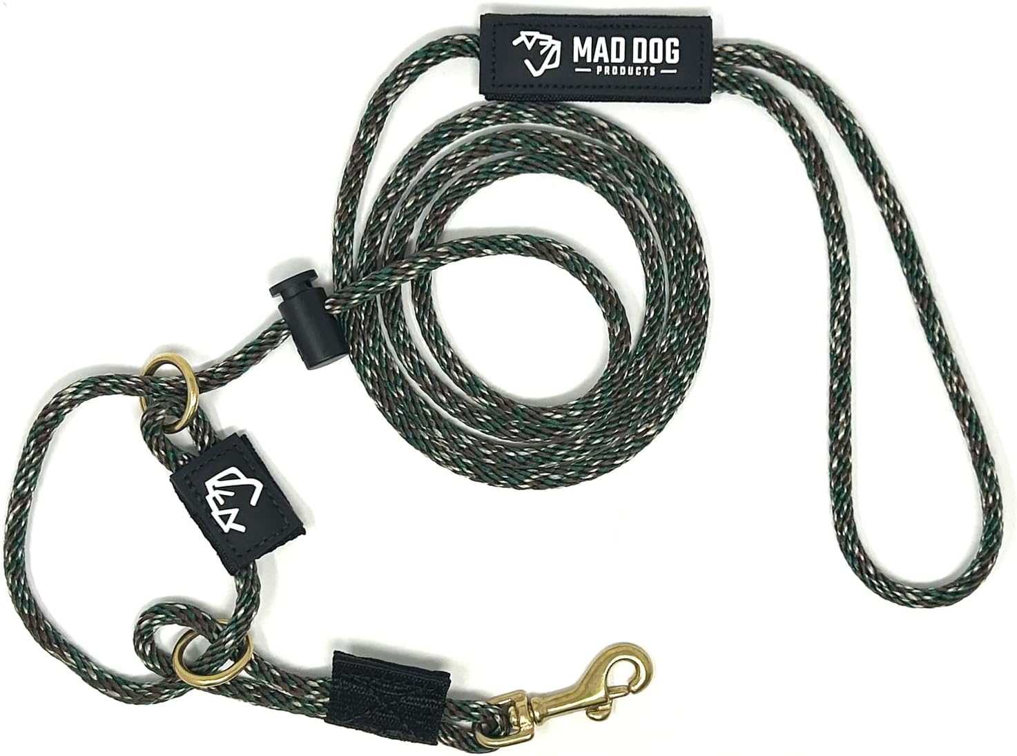 1/4" x 6' Camo Solid Braid English Slip Leash/Safety Strap Combo Leash - Made in USA