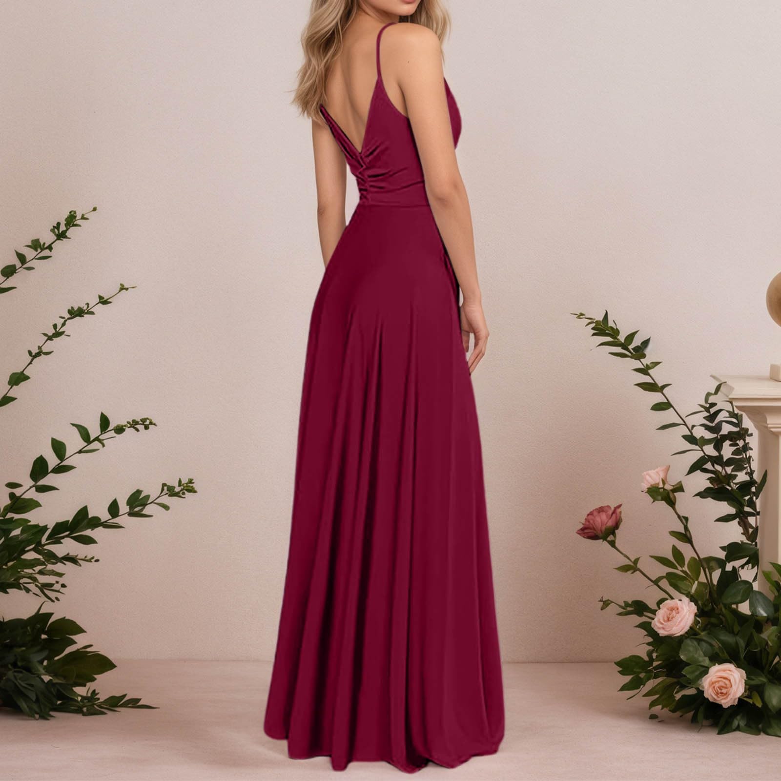 Generisch Robe de soirée pour femme - Longue robe de bal - Robe de cocktail élégante - Robe de demoiselle d'honneur - Robe de fête - Robe de bal - Robe de bal - Robe festive - Longueur au sol