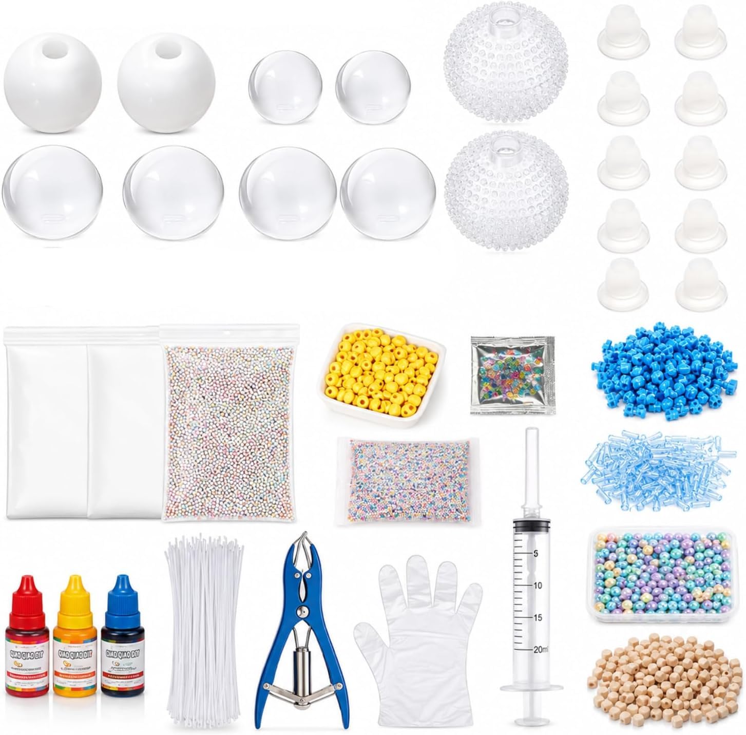10PCS Squishy Making Kit, DIY Stress Ball Making Set with 6cm Thickened Silicone Squishy Skins, Clear & White Empty Balls, Make Your Own Stress Balls for Adults Sensory Crafting