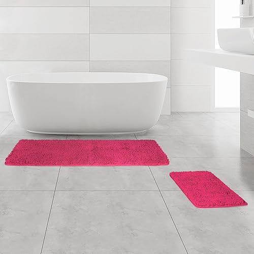 Yeaban Juego de 2 alfombras de baño, alfombras de baño de felpilla gruesa, absorbentes y lavables, antideslizantes, alfombras suaves para baño,
