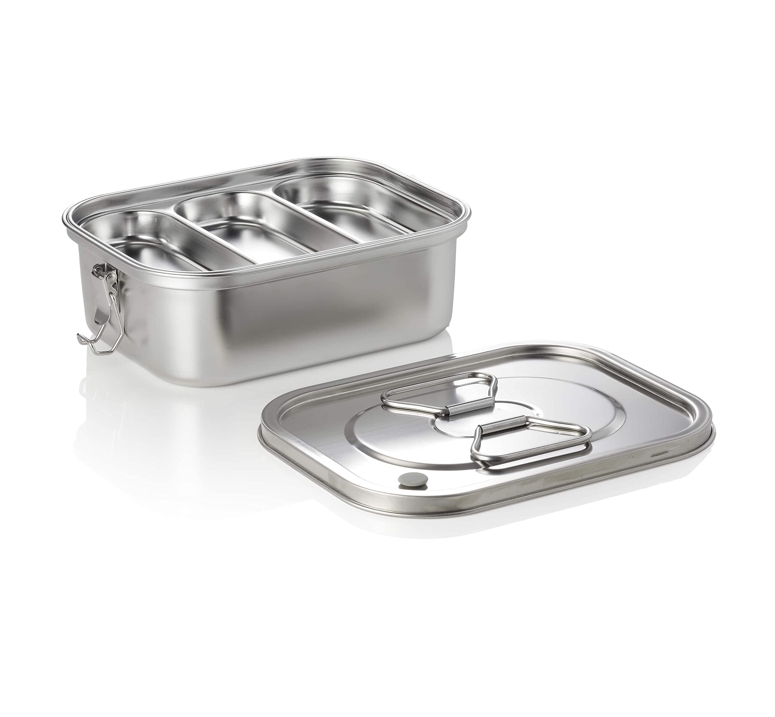 WAS Germany Lunchbox - 3000 ml, auslaufsicher, mit herausnehmbarem Einsatz zum Unterteilen - Frischhaltedose aus Edelstahl - Deckel mit Silikondichtung und Tragegriff - 22,7 x 18 x 8,3 cm