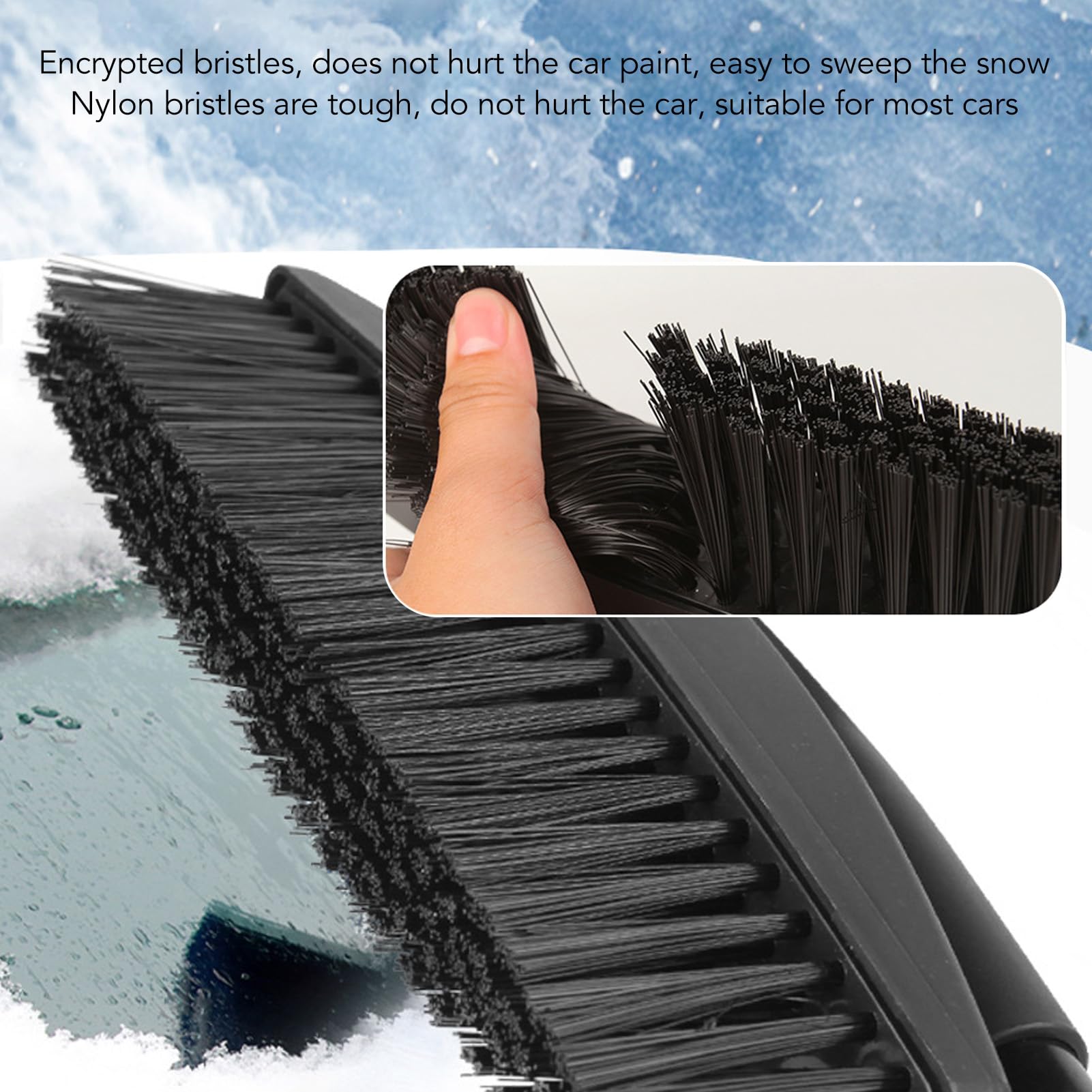 Pala de nieve para coche, pala de nieve extensible 3 en 1, pala de acero inoxidable para quitar nieve para coches, motos de nieve (blanco plateado)