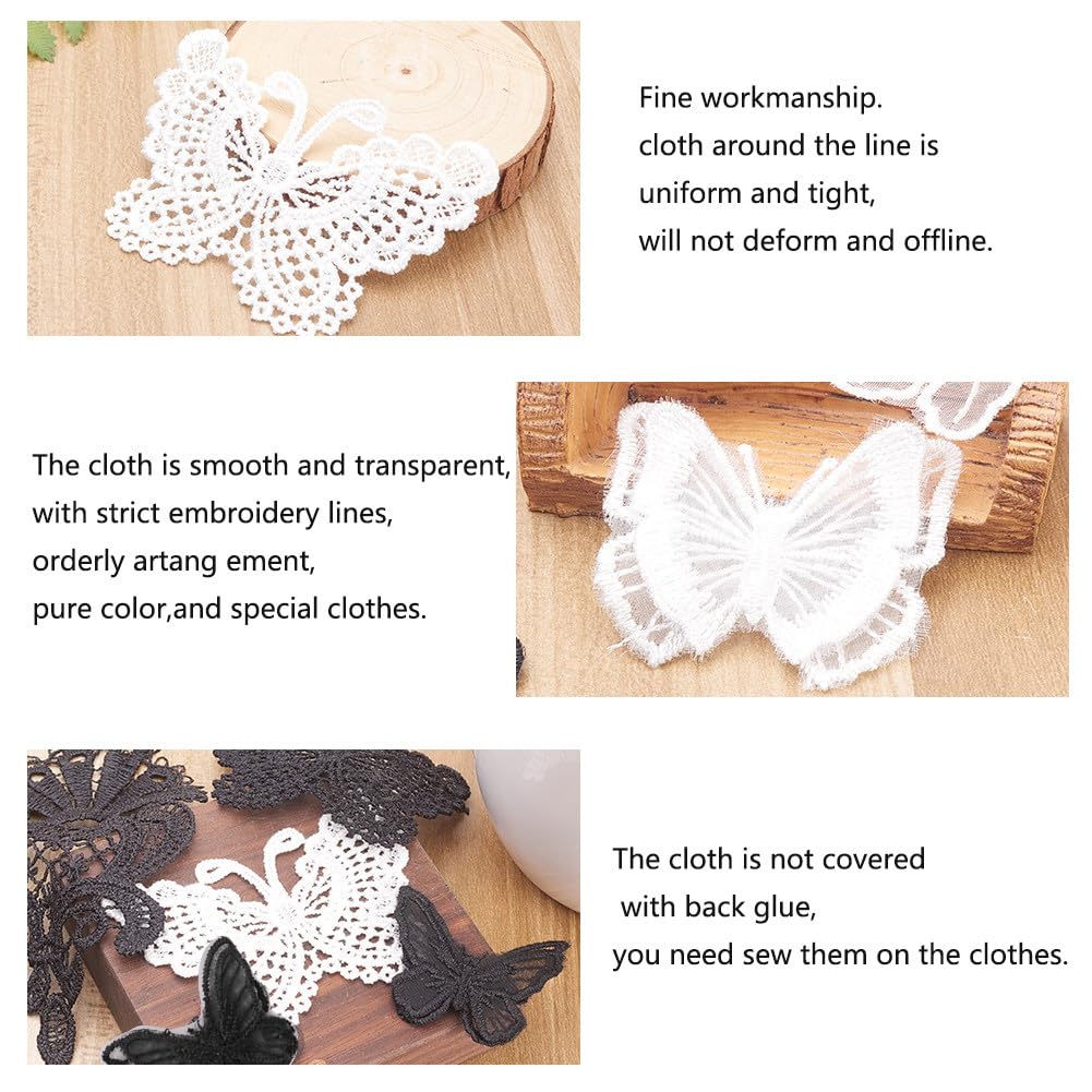 nbeads 20 Pcs Dentelle Fleur/Papillon Brodé Appliqués Patches, Appliques de Fibres à Coudre Accessoires de Vêtement Bricolage Appliques Patchs pour la Décoration Ou la Réparation de Vêtements