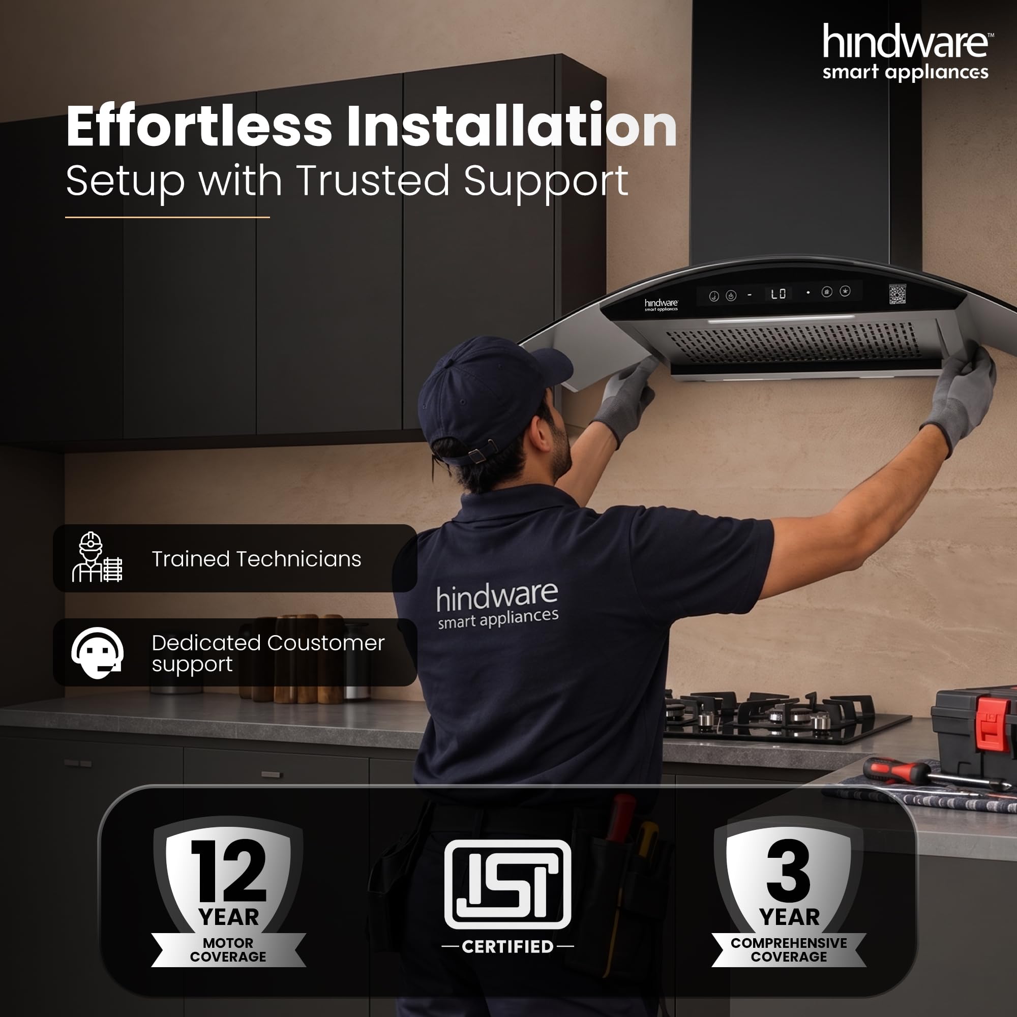 Hindware Amyra Wall Mount Hood - 1400 CMH, Motion Sensor -8