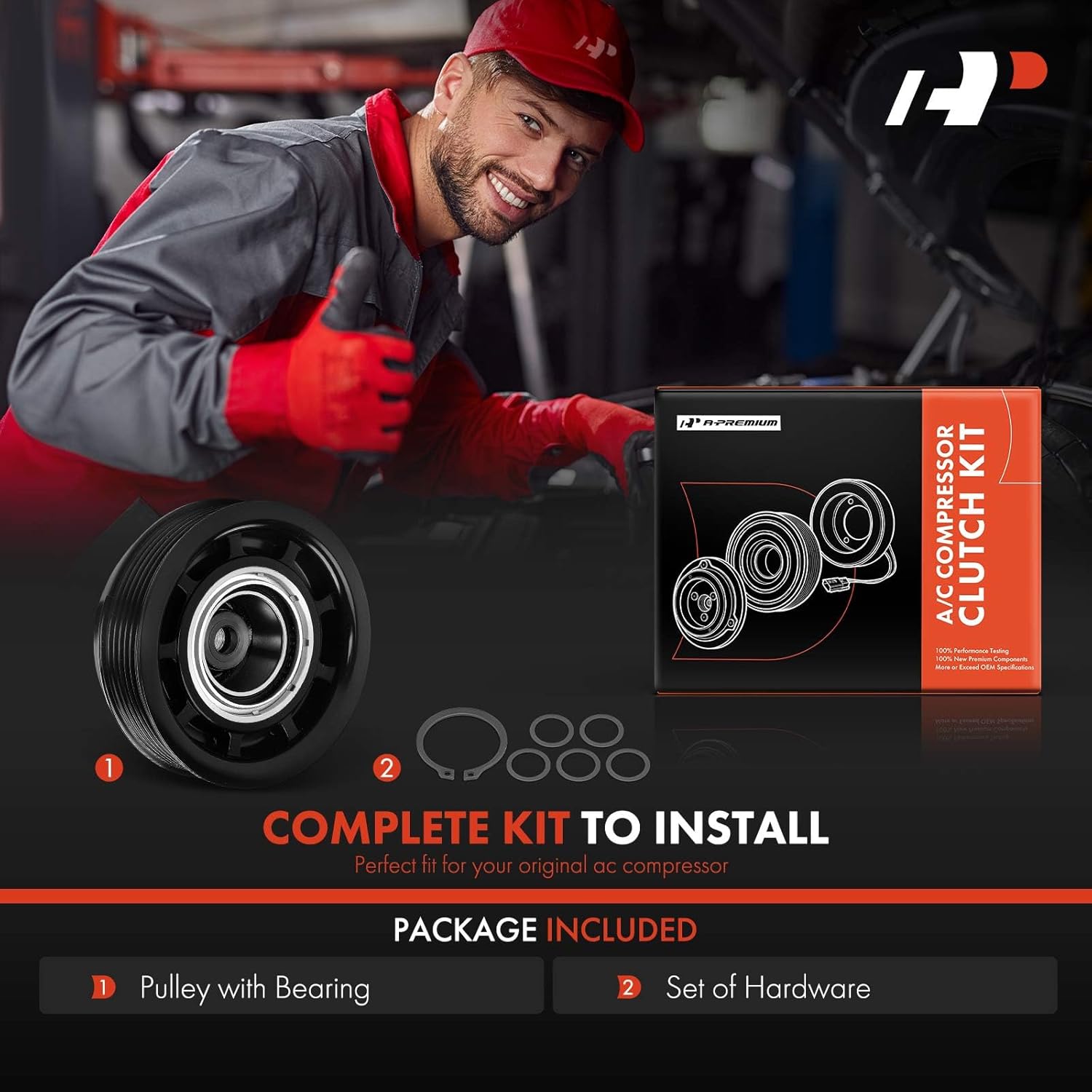 A-Premium Air Conditioner AC Compressor Clutch Kit Compatible with Mercedes-Benz C250 2012-2015, C300 2014, ML350 2012, SLK250 2012-2015