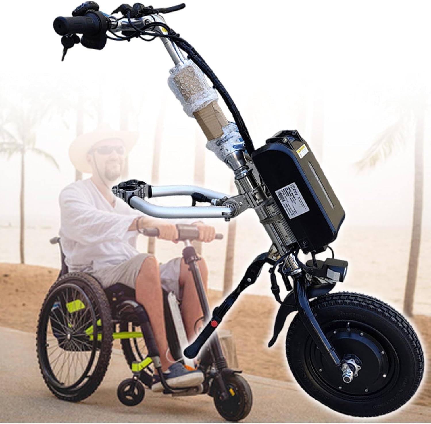 Cabezal de Silla de Ruedas eléctrico de 500 W, batería de 48 V, autonomía de 65 km, 3 velocidades Ajustables, Pantalla LCD, Dispositivo de tracción de 20-26 mm. B-17AH