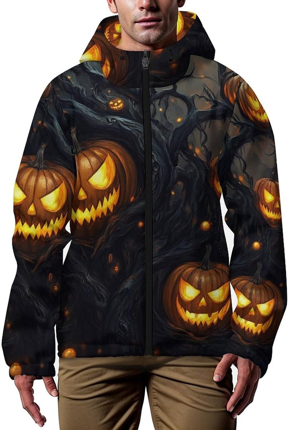 Men's Hooded Windbreaker Windproof Lightweight Jacket Trench Coat for Hiking Camping Fishing