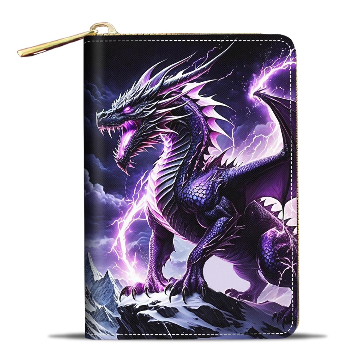 JDHJFBFJNP Credit Card Holder Wallets for Women, Small RFID Wallet Slim Leather Card Organizer Case with Zipper, Dragon