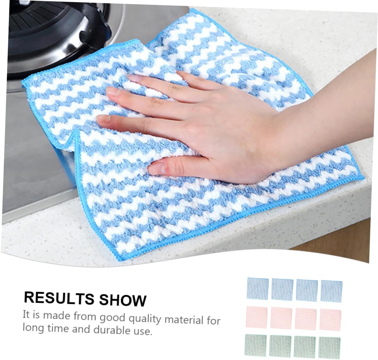 Coral Fleece Kitchen Dish Towels 12pcs Set Super Absorbent Dish Cleaning Cloths for Household Dishwashing and Drying Random Color