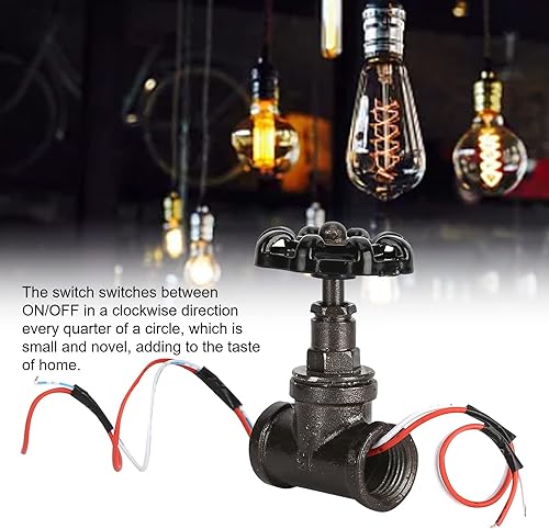 Miniatura 4 de Interruptor de lámpara de tubo de mesa, lámpara steampunk vintage de 12 pulgada, fácil de instalar y desmontar, interruptor de luz steampunk con