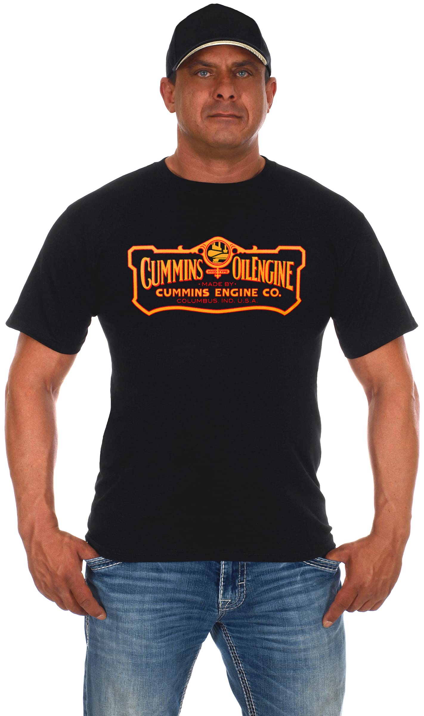 JH DESIGN GROUP Men's Cummins Engine Co. Logo Crewneck T-Shirt, Black, Medium