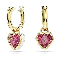 Swarovski Orecchini pendenti Chroma, Cuore, Rossi, Placcato color oro