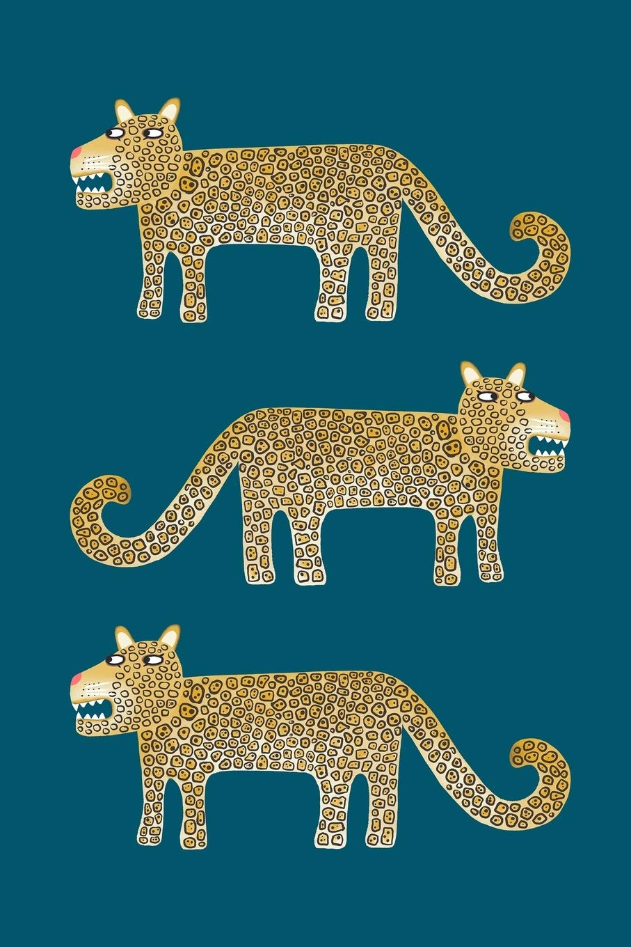 Notes: A Blank Lined Journal with Cute Jaguar or Leopard on Green Cover Art