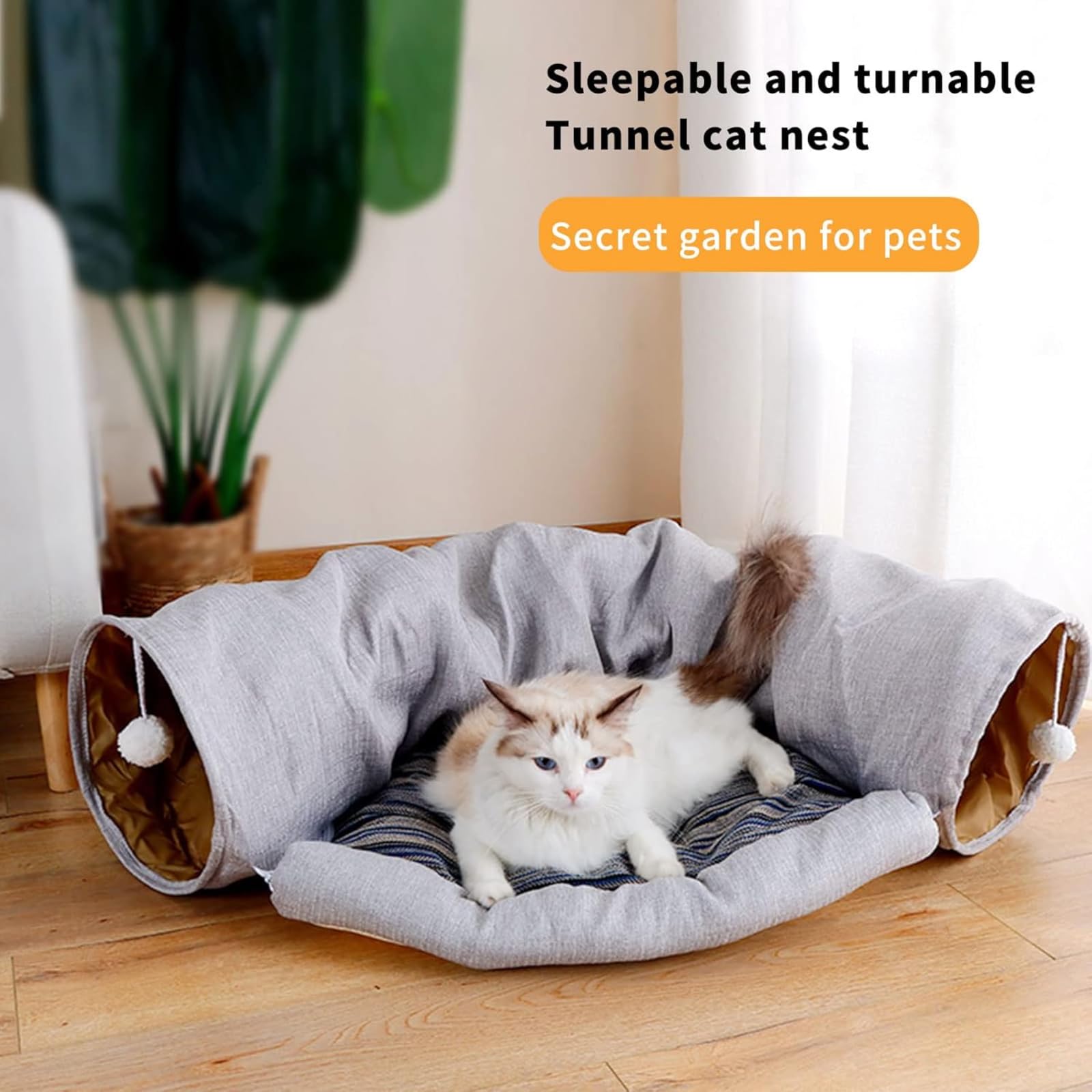 Lit Tunnel Lapin 2 en 1 avec Tapis Amovible Espace Polyvalent de Jeu et Repos pour Petits Animaux comme Le cobaye Furet hérisson