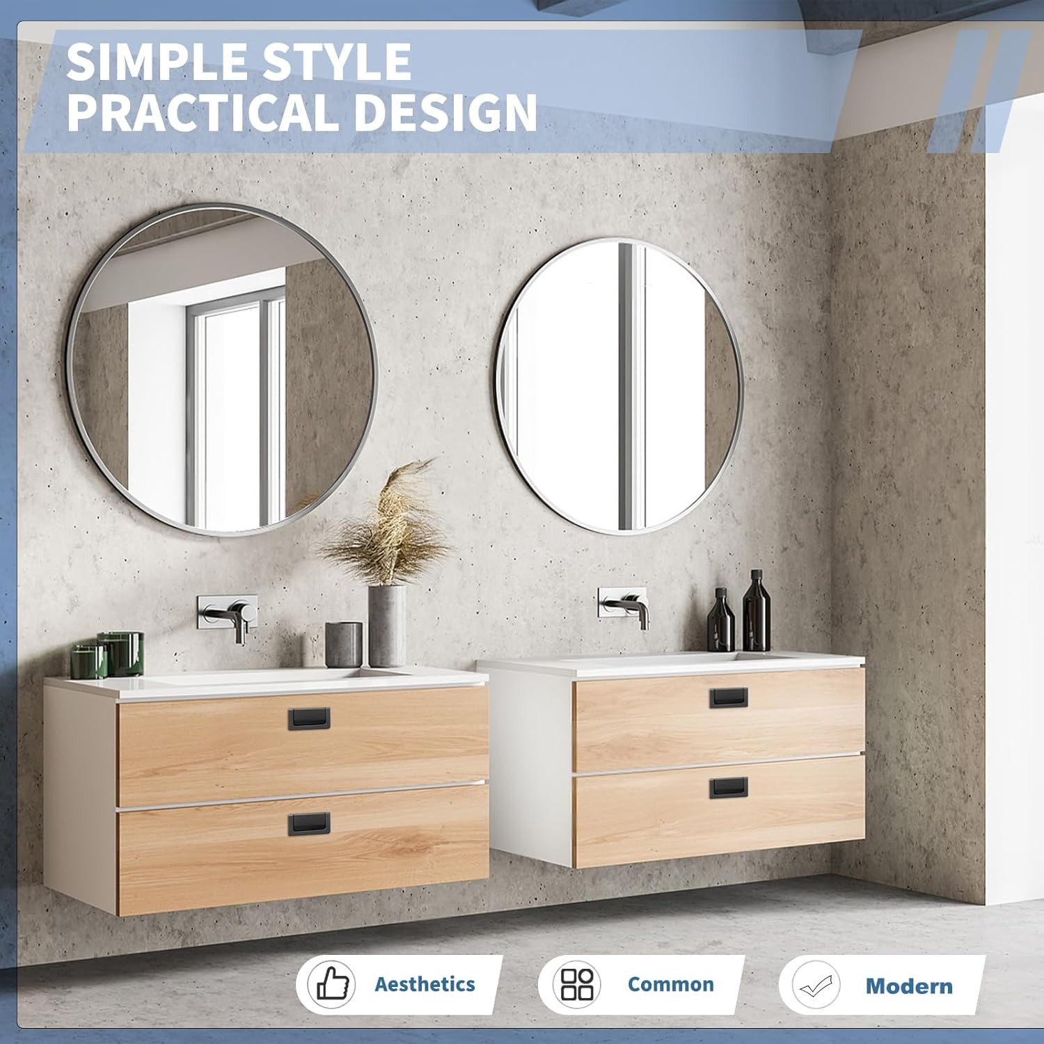3 Packs 2.9" Invisible Drawer Flush Pull Handle with Screws, Zinc Alloy Concealed Flush Ring Pull, Hidden Recessed Furniture Grip Hardware for Cabinets Closets Cupboard Door (Silver)