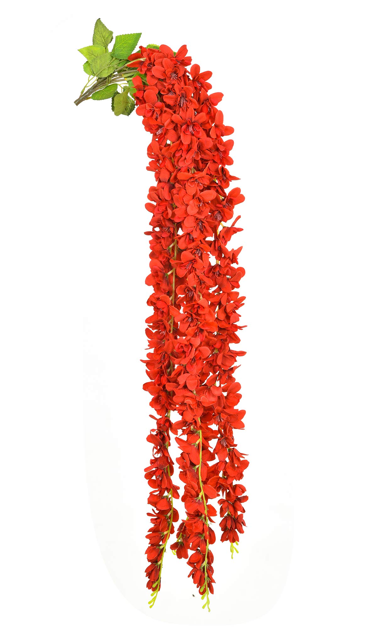brown leaf Beautiful Hydrangea 80 cm Long Artificial Silk Wisteria vine Hanging Falling 1 Bunch Bouquet for Home & Weeding Decoration (Red)