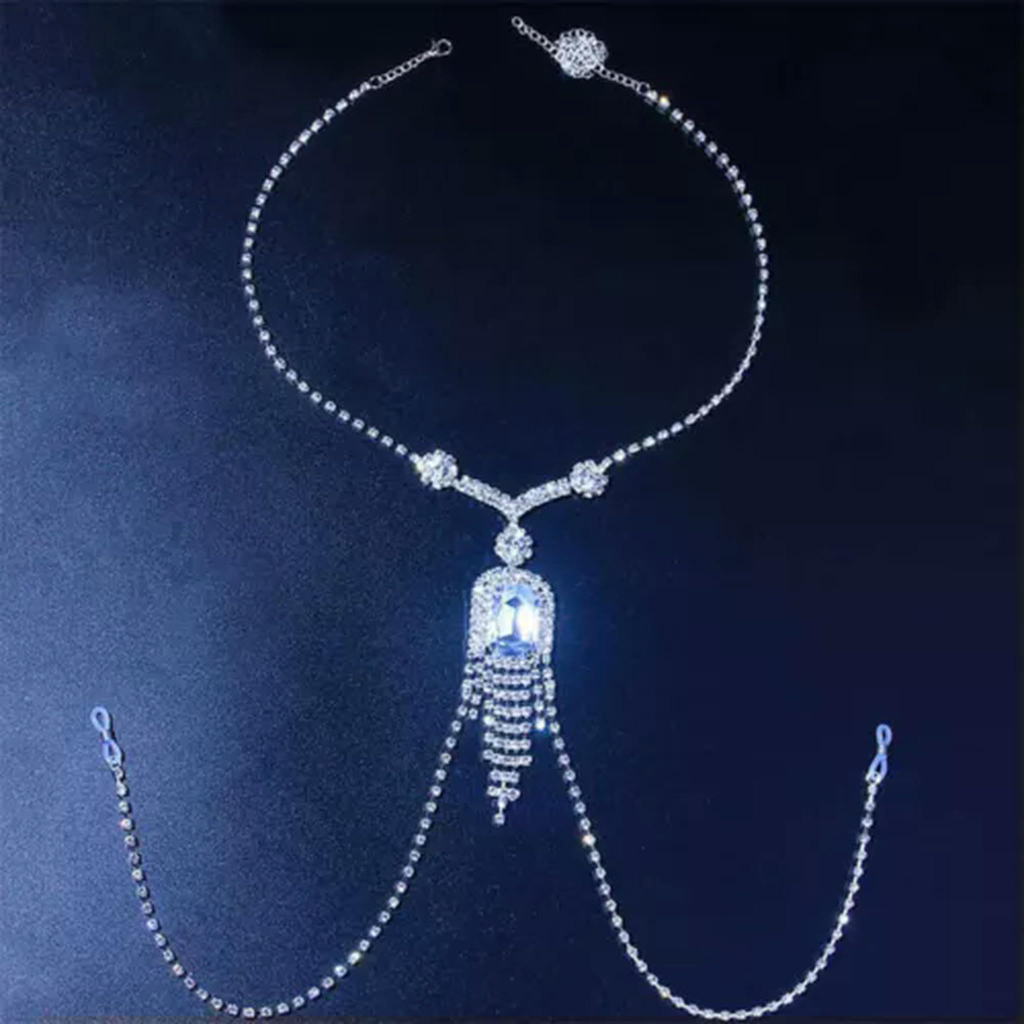 Anelli per capezzoli Non Piercing in Silicone Argentato con Cappio e Catena di Cristallo