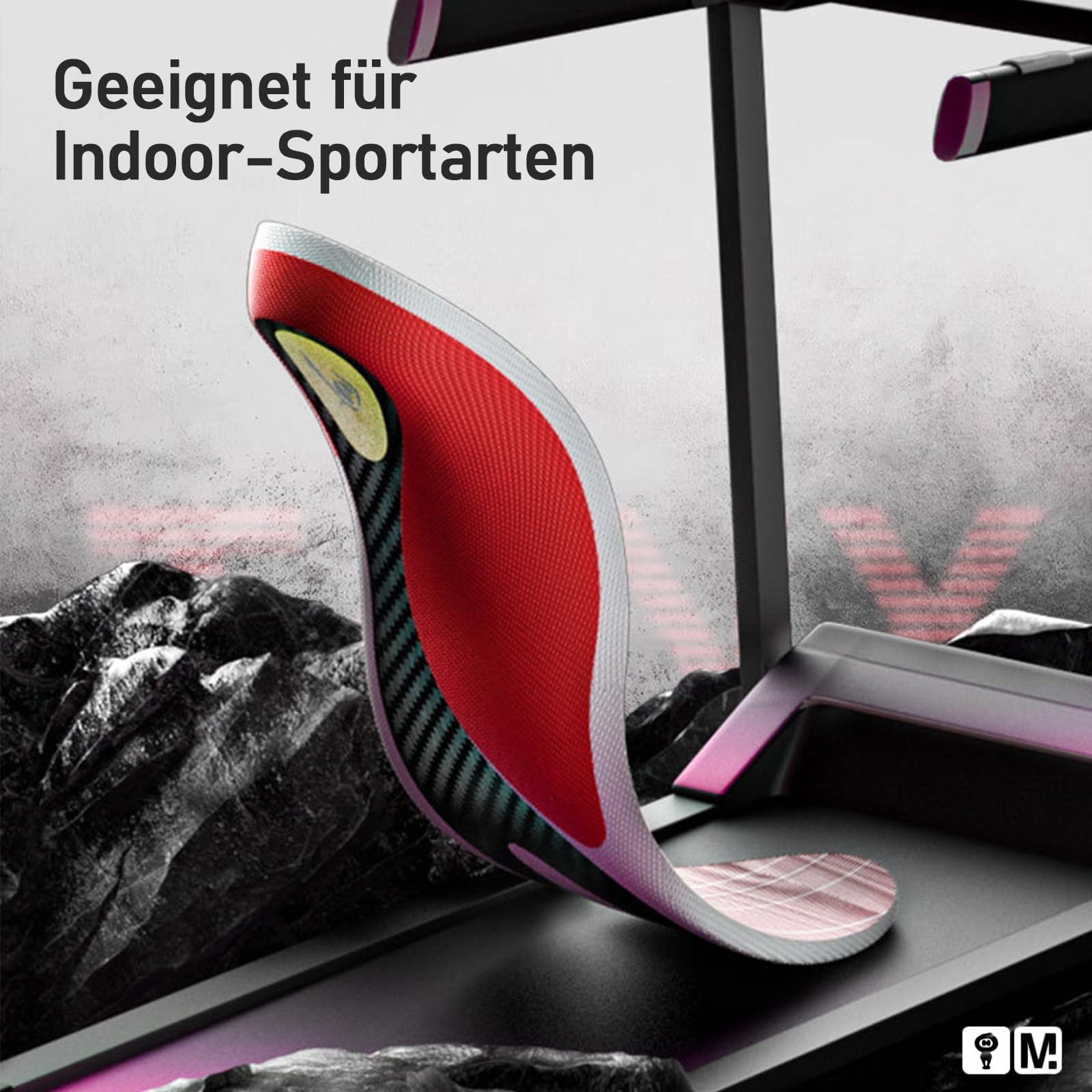 Solette Ultrasottili in Fibra di Carbonio con Supporto Arco Plantare, Design a Y Leggero per Tapis Roulant & Jogging - Ammortizzanti e Riduzione Pressione - Unisex EU 37-38