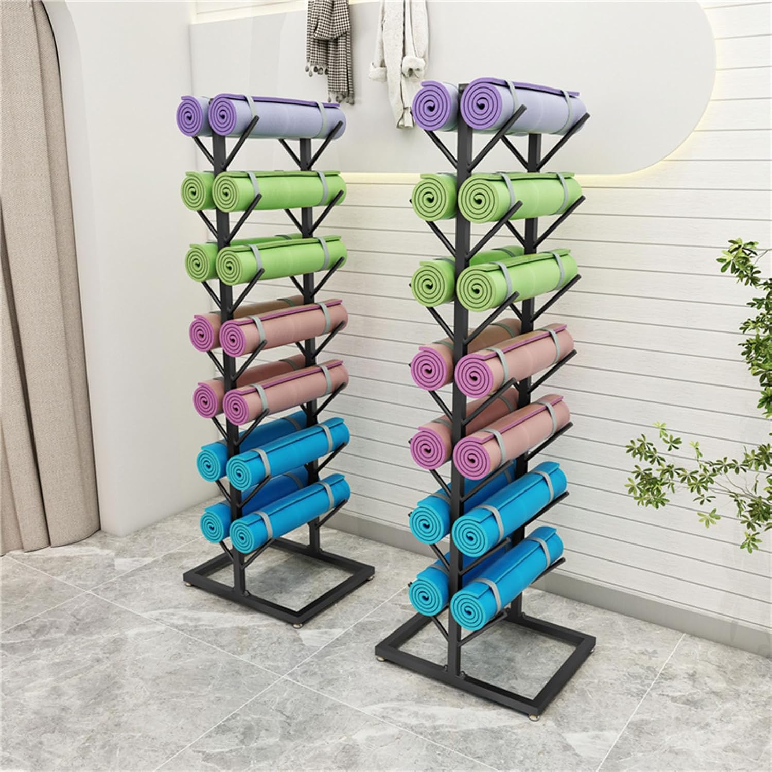 Metal Yoga Mat Storage Rack - Floor-Standing Organizer for Home Gym & Commercial Use, Holds 5-14 Exercise Mats & Foam Rollers, Essential Home Gym Accessories. image 3