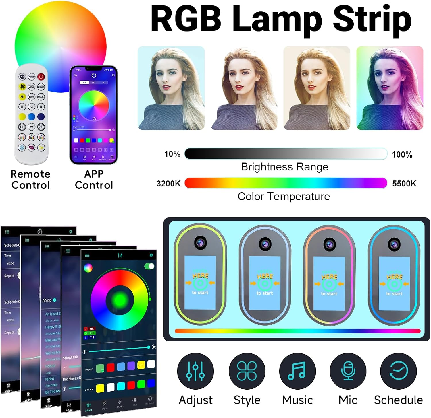 Mirror Photo Booth with Camera and Printer, DSLR Photo Booth with 15.6" Touch Screen, Remote Control RGB Light, Flight Case – Perfect for Parties, Events, Rentals (Black)