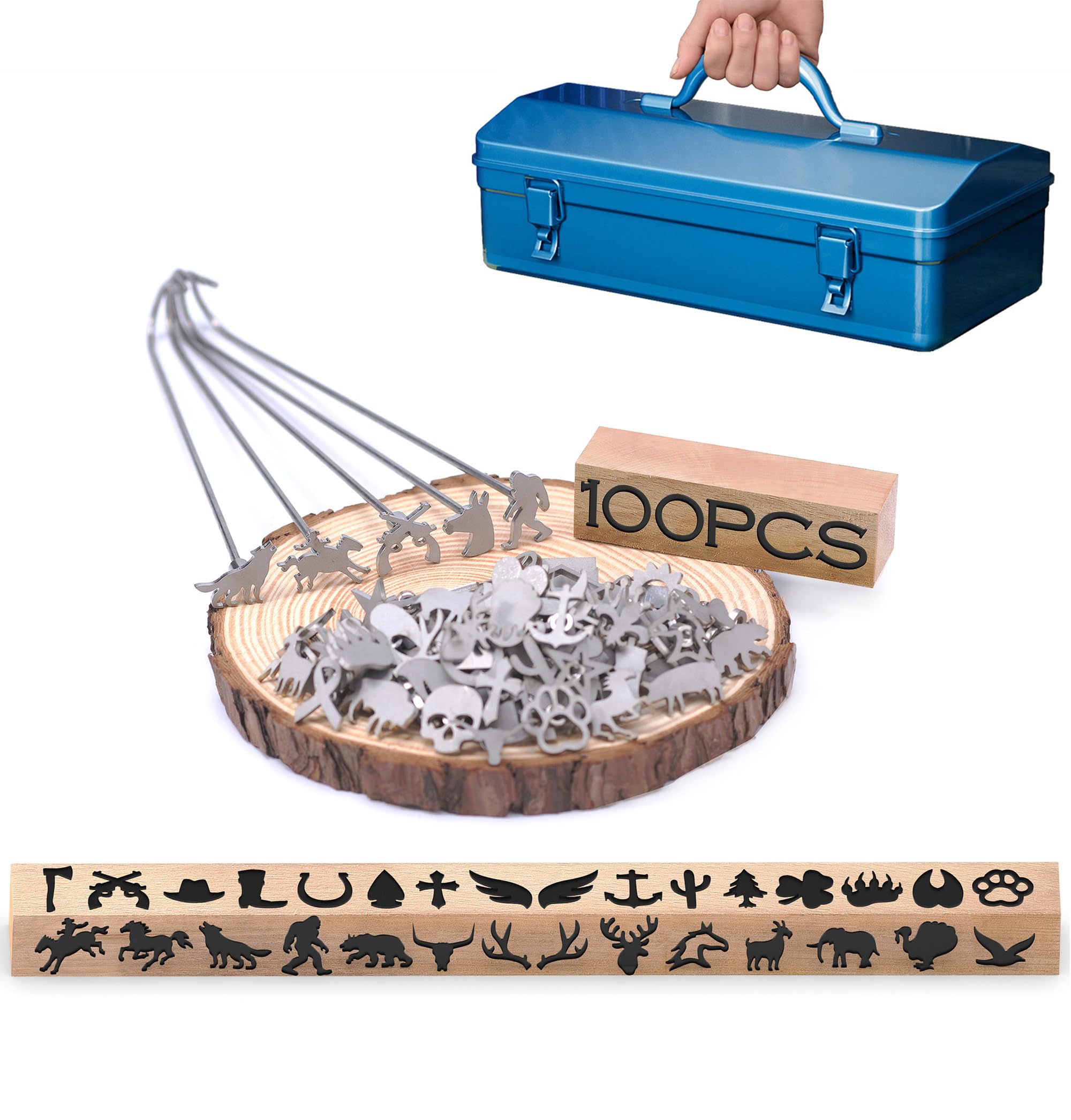 128Pcs Mini 1" Branding Irons, Assorted Characters Custom Wood Branding Iron Personalized for Wood Working, Leather Hats, Felt, Cowhide, BBQ Brander & Bread Logo, Steak Branding Iron for Food