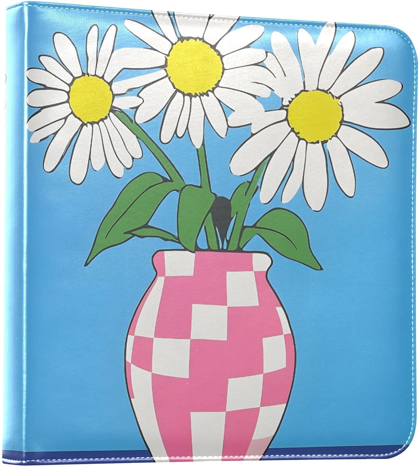 Daisies Flowers Blue Large Scrapbook Album 20 Sheets Leather Photo Albums -Adhesive DIY Design Album for Photos & Arts and Crafts Projects 20860680