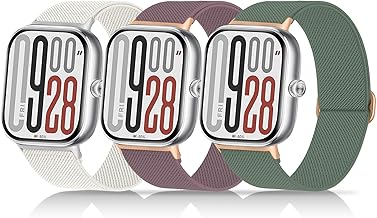 chinbersky Pack of 3 Elastic Nylon Bracelets Compatible with Xiaomi Smart Band 9 Pro/8 Pro Bracelet, Fabric Adjustable Stretchy Sport Loop Replacement Strap for Xiaomi Redmi Watch 5/Watch 4 Men Women