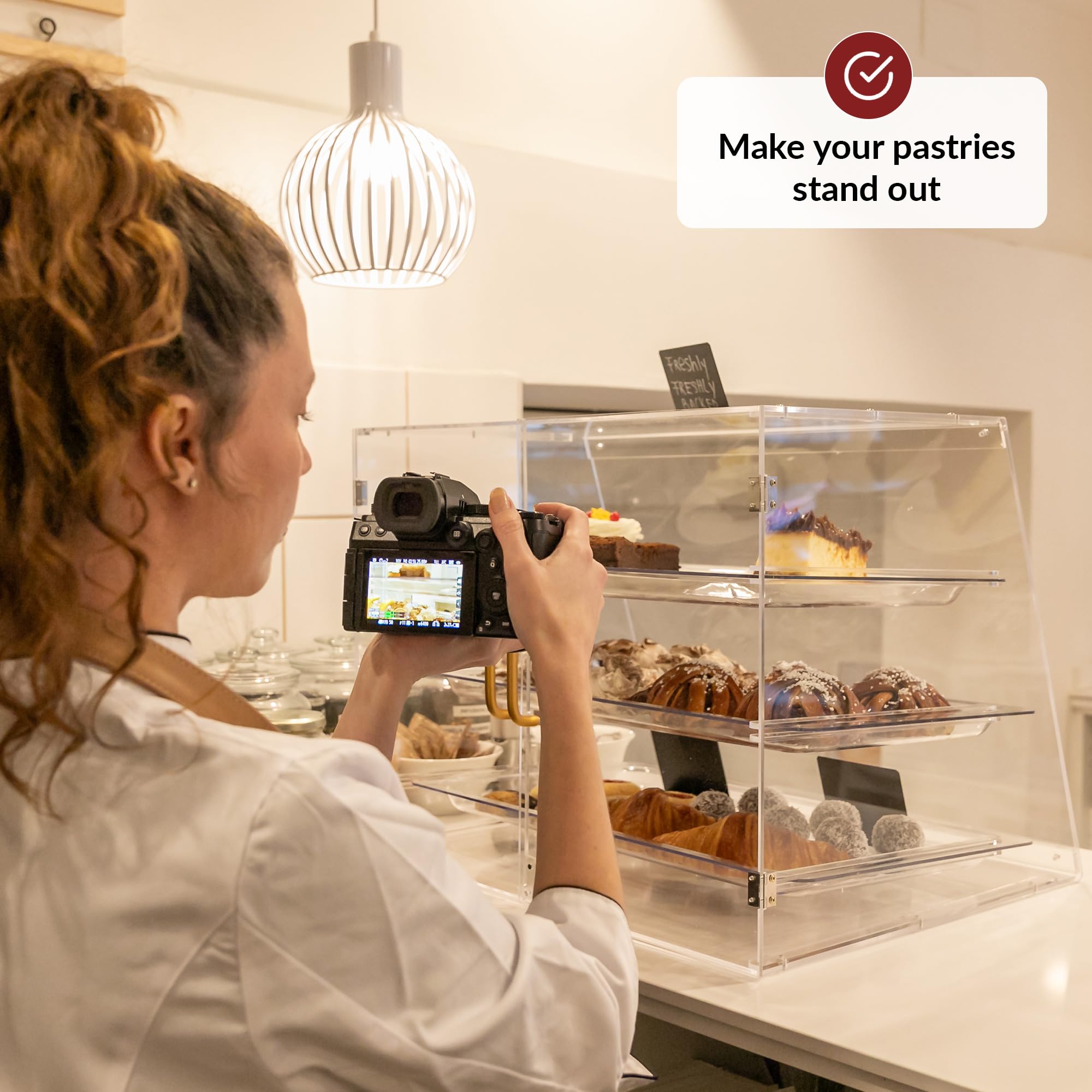 Vetrina in acrilico | Vetrina per appassionati di pasticceria | Scatole in acrilico per l'esposizione di alimenti | Vetrina per biscotti | Vetrina per dolci | Vetrina per panetteria | Bakery display