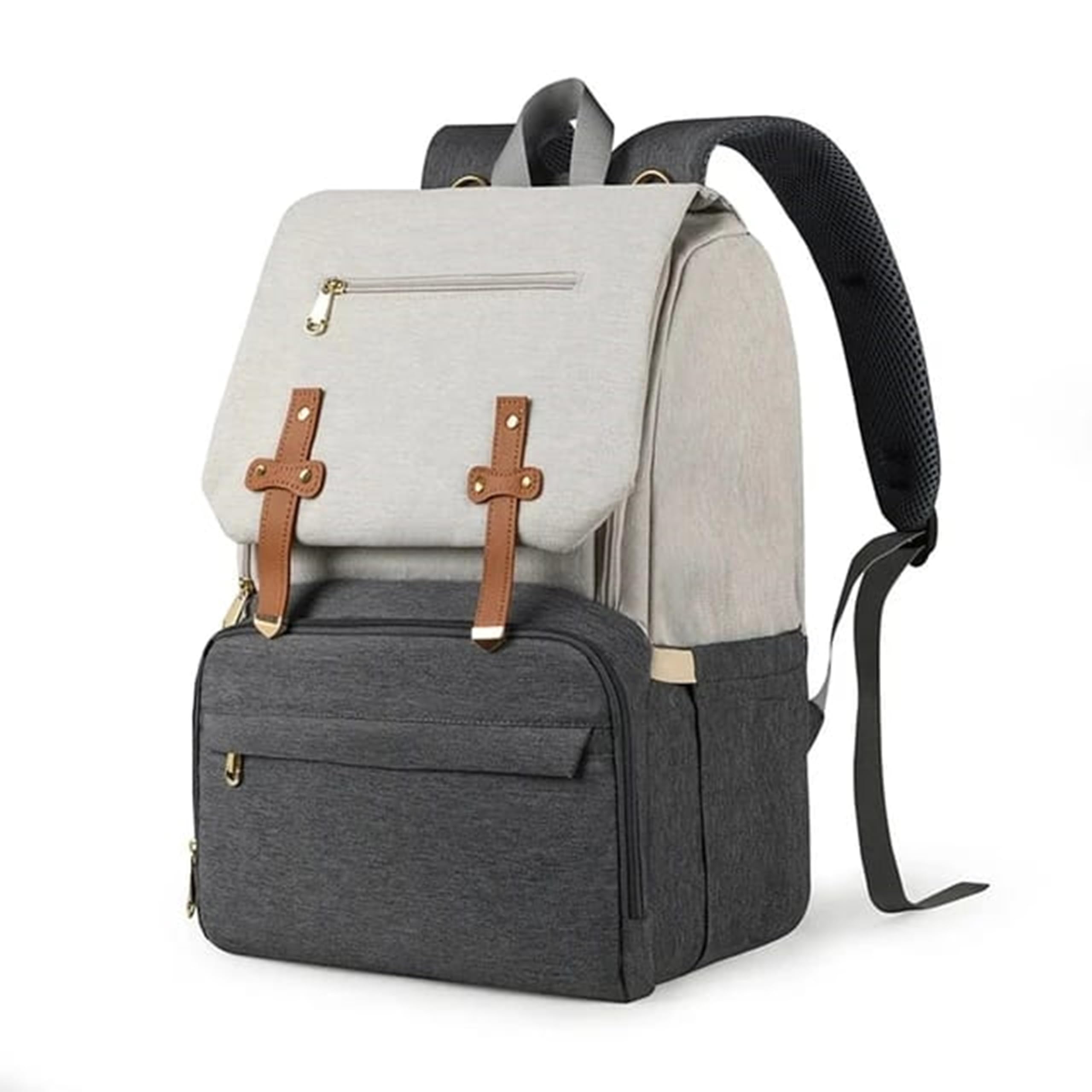 RIANZ Caldor Premium Baby Diaper Backpack For Girls & Boys, Multi-Functional Waterproof Baby Bag With Diaper Changing Mat, Tissue Pocket & Built-In Usb Charging Port (Grey-White)-image-12