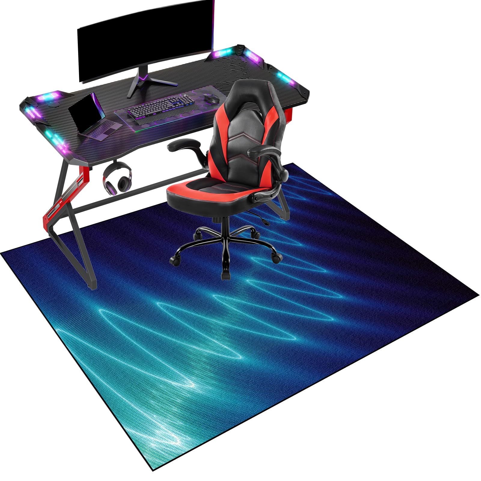 Fcenghox 2488A Office Gaming Chair Mat For Carpet 100 X 140 Cmcomputuer Desk Chair Mat For Hardwood Floor Under Desk Low-Pile Office Rug Gaming Rolling Chair Mat For Hard Wooden Black Protector Rug Washable