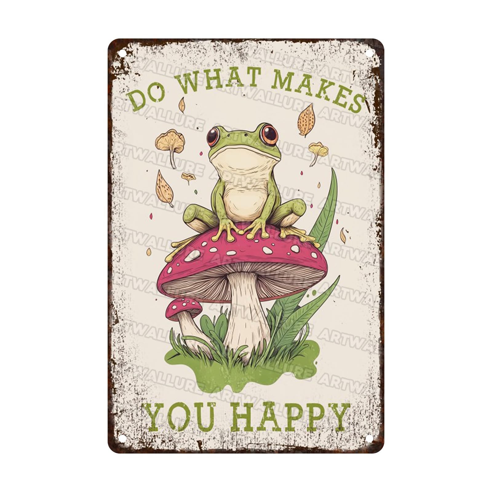 Anceky Tin Sign Retro Do What Makes You Happy Frog Vintage Metal Sign Wall Decor for Home Yard Garage Farmhouse Bar Kitchen 12×8 Inch