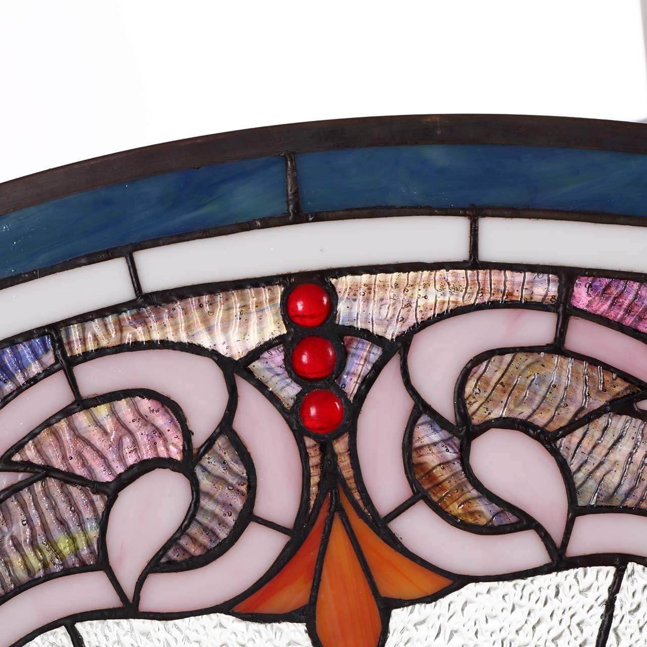 Bieye Lady Astor Demi-Lune Half-Round Window Panel Tiffany Style Stained Glass Hangings for Home Décor 36" W x 18" H W10035
