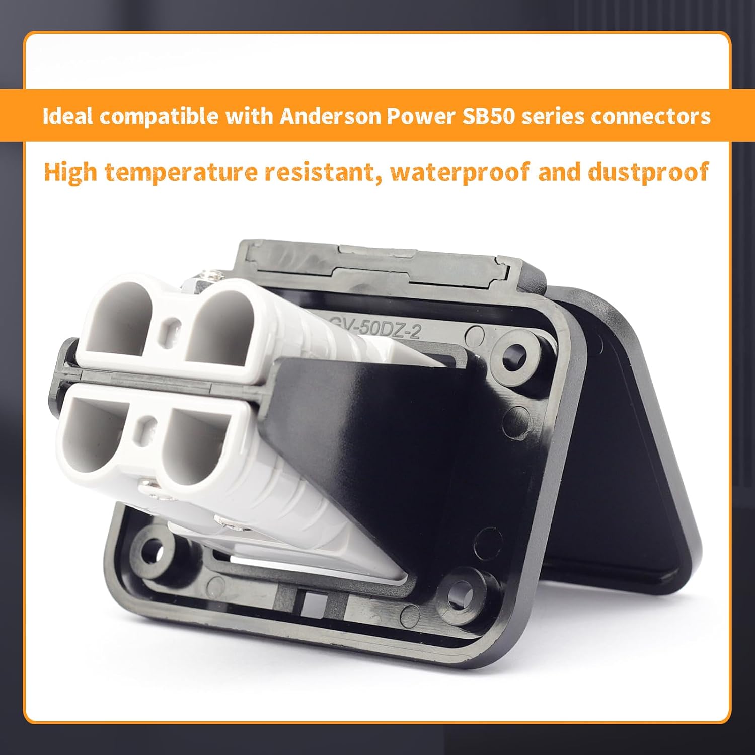 50A Plug Mounting Panel with Dust Cover Compatible with Anderson SB50 Series Dual Hole Base Connectors Flush Mount Recessed Plate, 50Amp Socket Panel for Caravans Ship 12-24V DC (2)