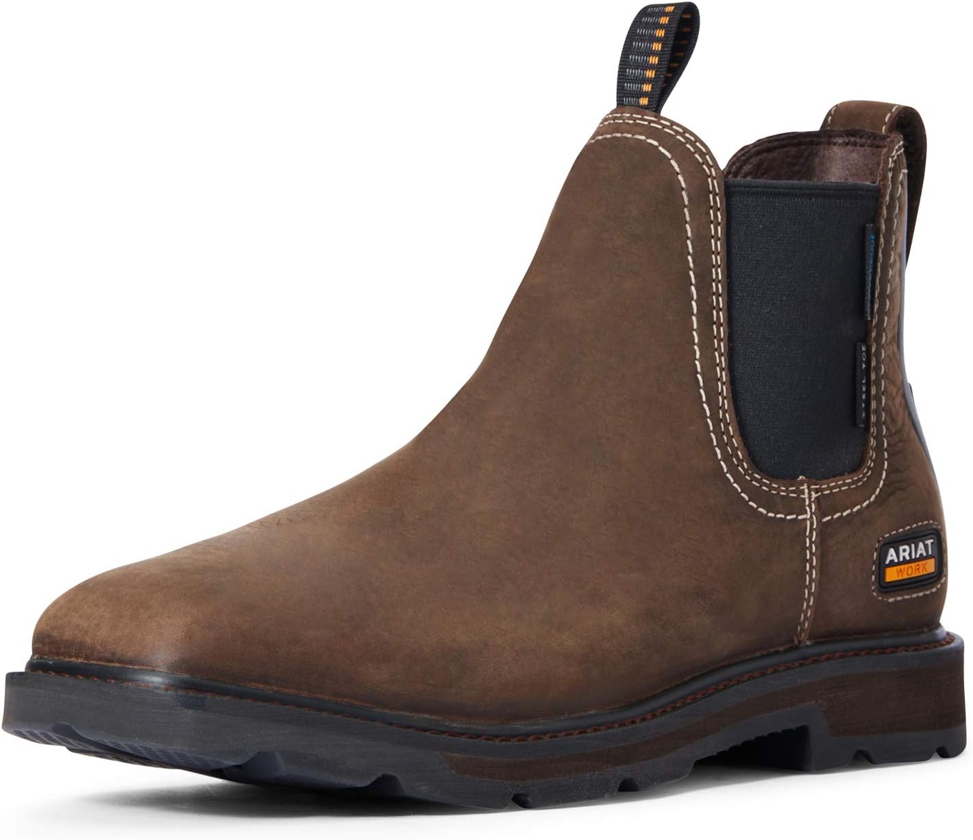 Ariat Mens Groundbreaker Chelsea Wide Square Toe Waterproof Steel Toe Work Boot Dark Brown 7 Wide