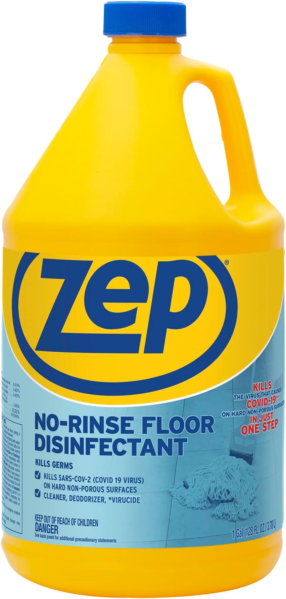 Zep, ZPEZUNRS128, No Rinse Floor Disinfectant, 1 Each, Blue