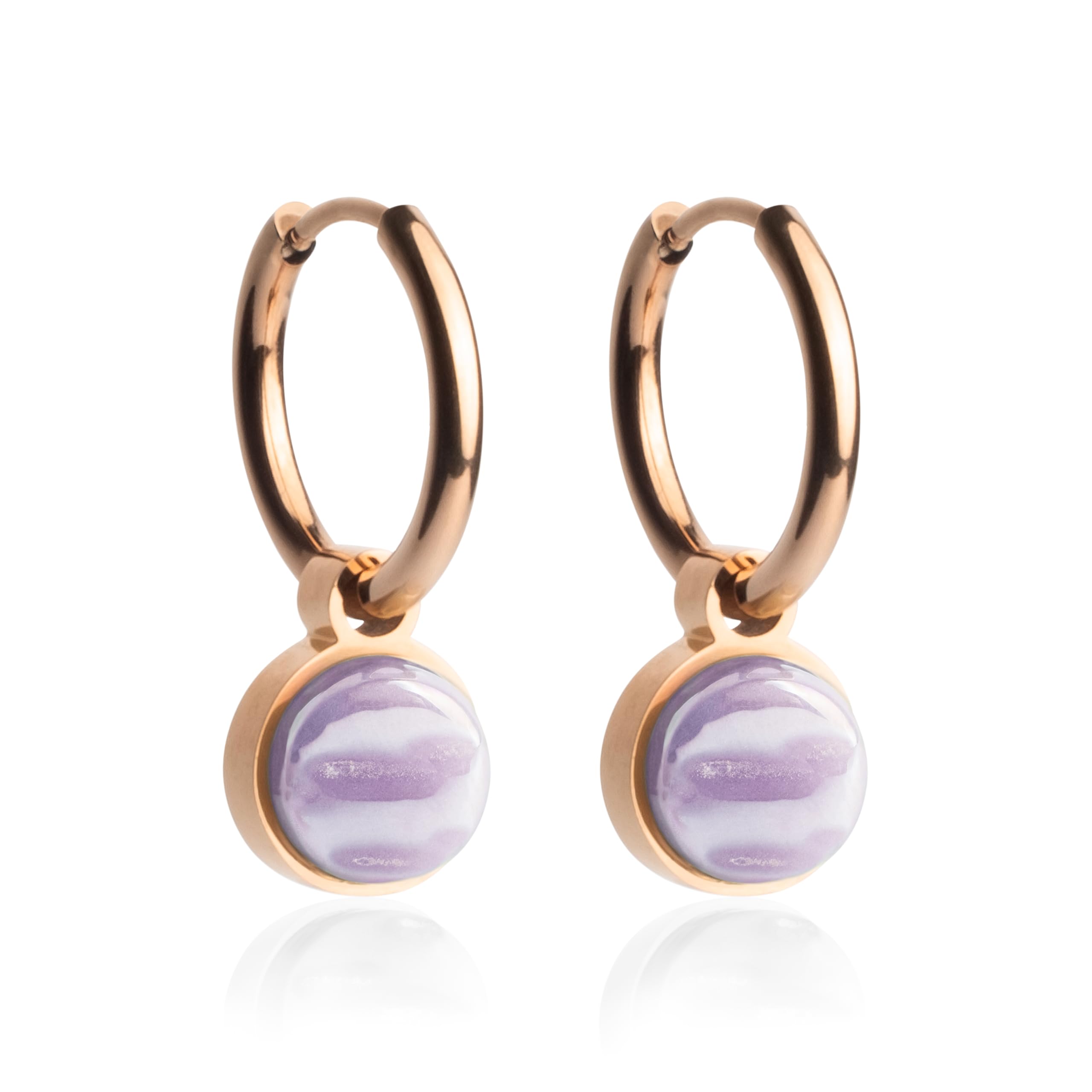 Roségold Ohrringe Creolen mit Anhänger Edelstahl Ohrhänger nickelfrei wasserfest Ø 16 mm