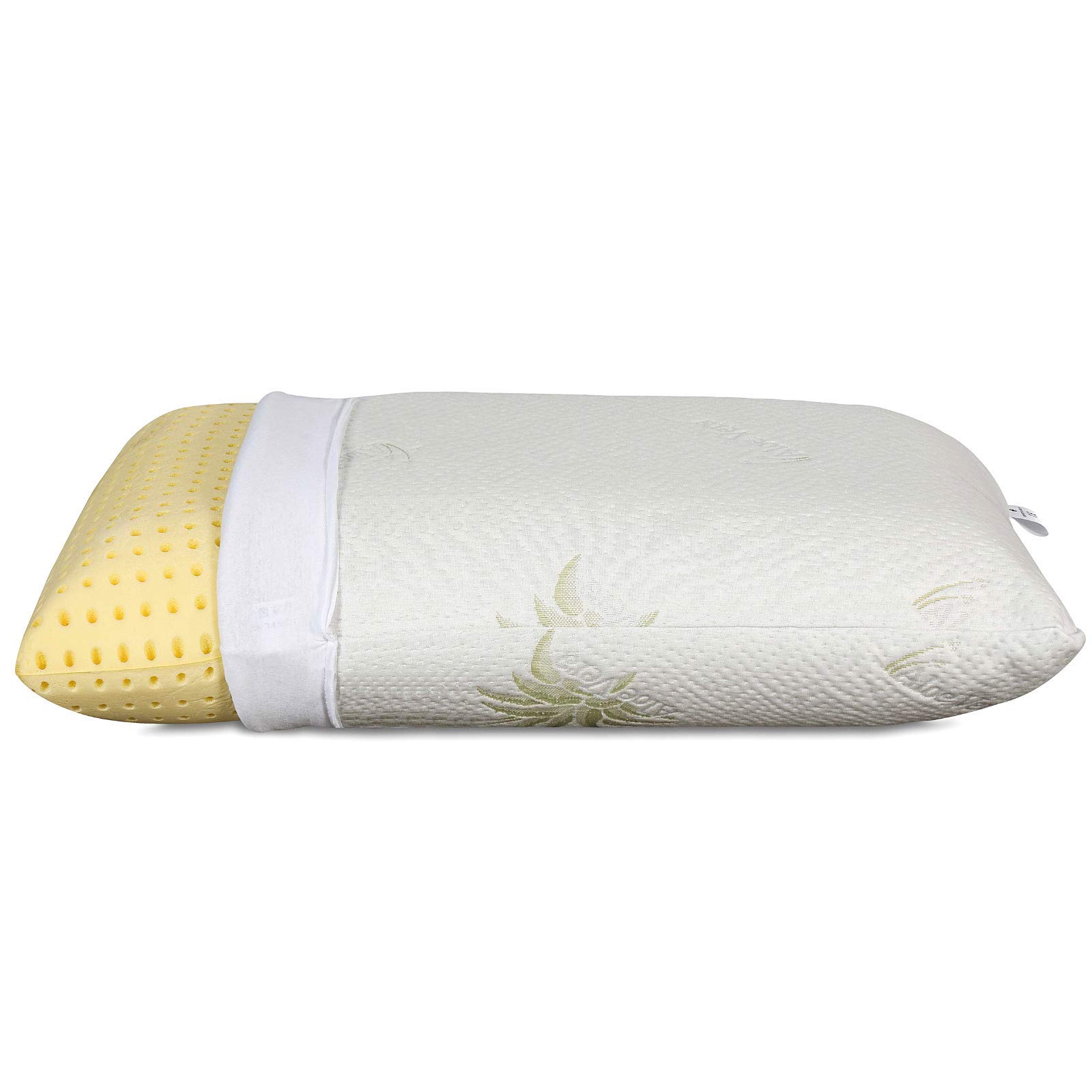 Evergreenweb - Cuscino Letto 40x70 alto 18 cm con tessuto ALOE VERA Sfoderabile e Lavabile Imbottitura 100% MEMORY FOAM Guanciale ANTIRUSSAMENTO Ortopedico per SOLLIEVO dal dolore al Collo e Cervicale