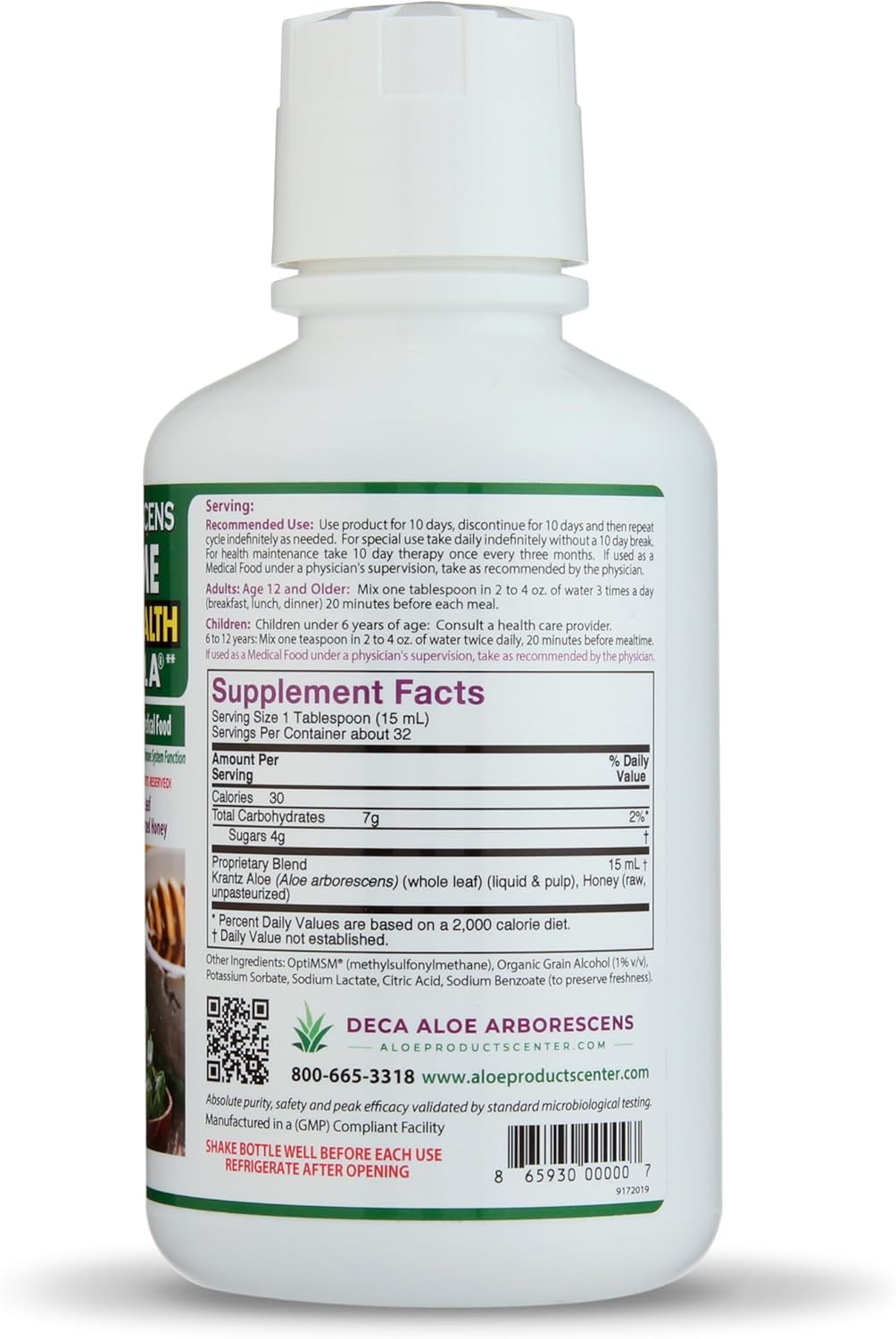 Supreme Immune Health Formula - Organic Aloe Arborescens Juice with Raw Honey - Clinically Proven Immune Support for Adults & Kids - Herbal Supplement - 16oz