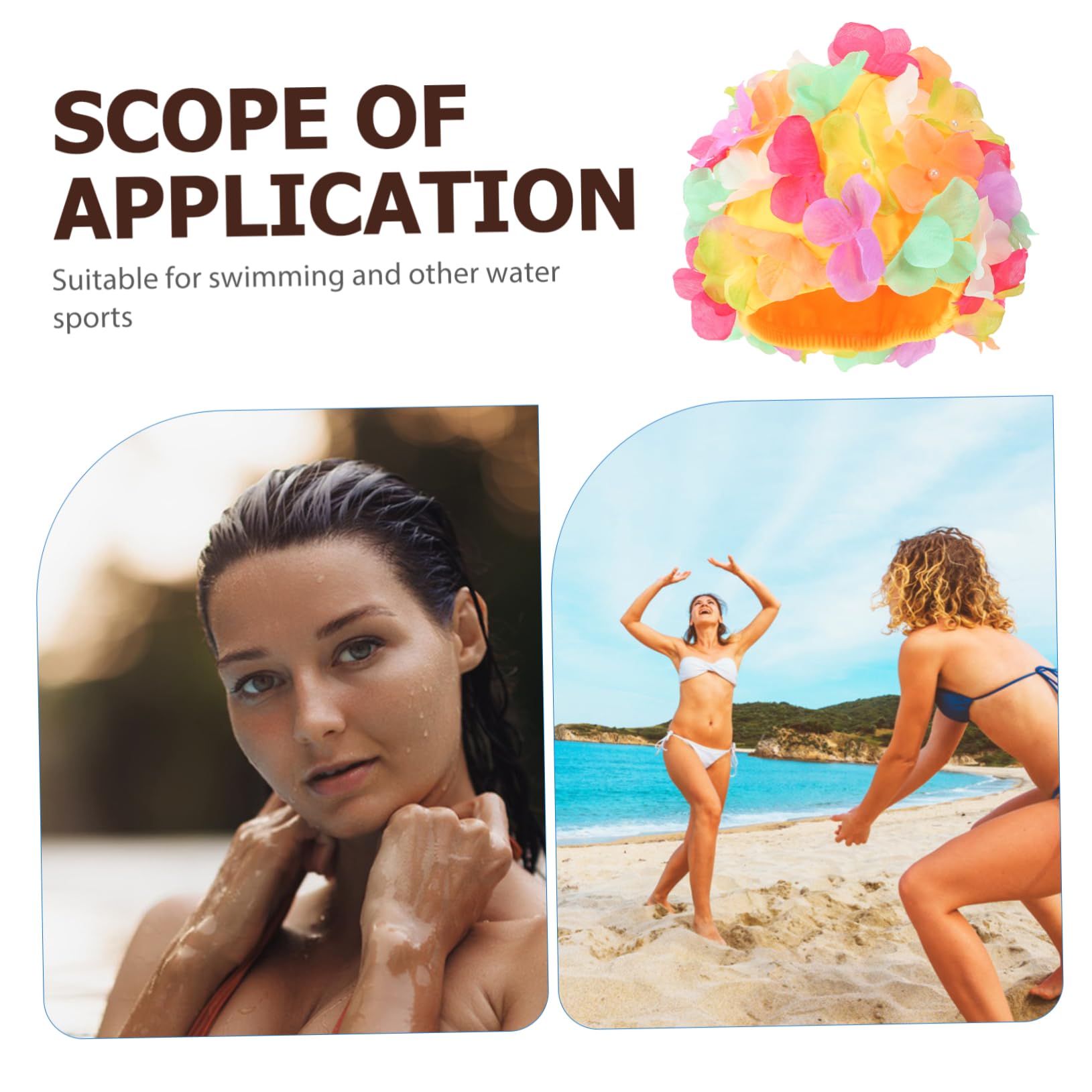 SUPVOX Gorro de natación Gorro de baño Gorro de Piscina Sol Divertido Floral Nadar Sombreros Mujeres Sombreros de natación Resistentes al Desgaste Gorros de Natacion Profesional Nylon
