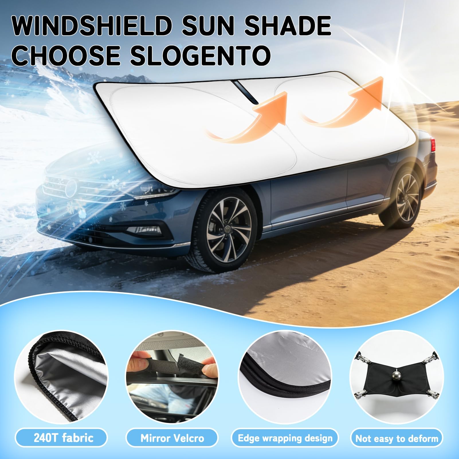 for Focus Windshield Sun Shade Sunshade for Ford Focus 2012-2018 Windshield Cover Fit 2020 2024 Focus S RS, ST, SE, SEL, Titanium, Electric Sedan Hatchback Accessories Sun Visor Protector Block UV Ray