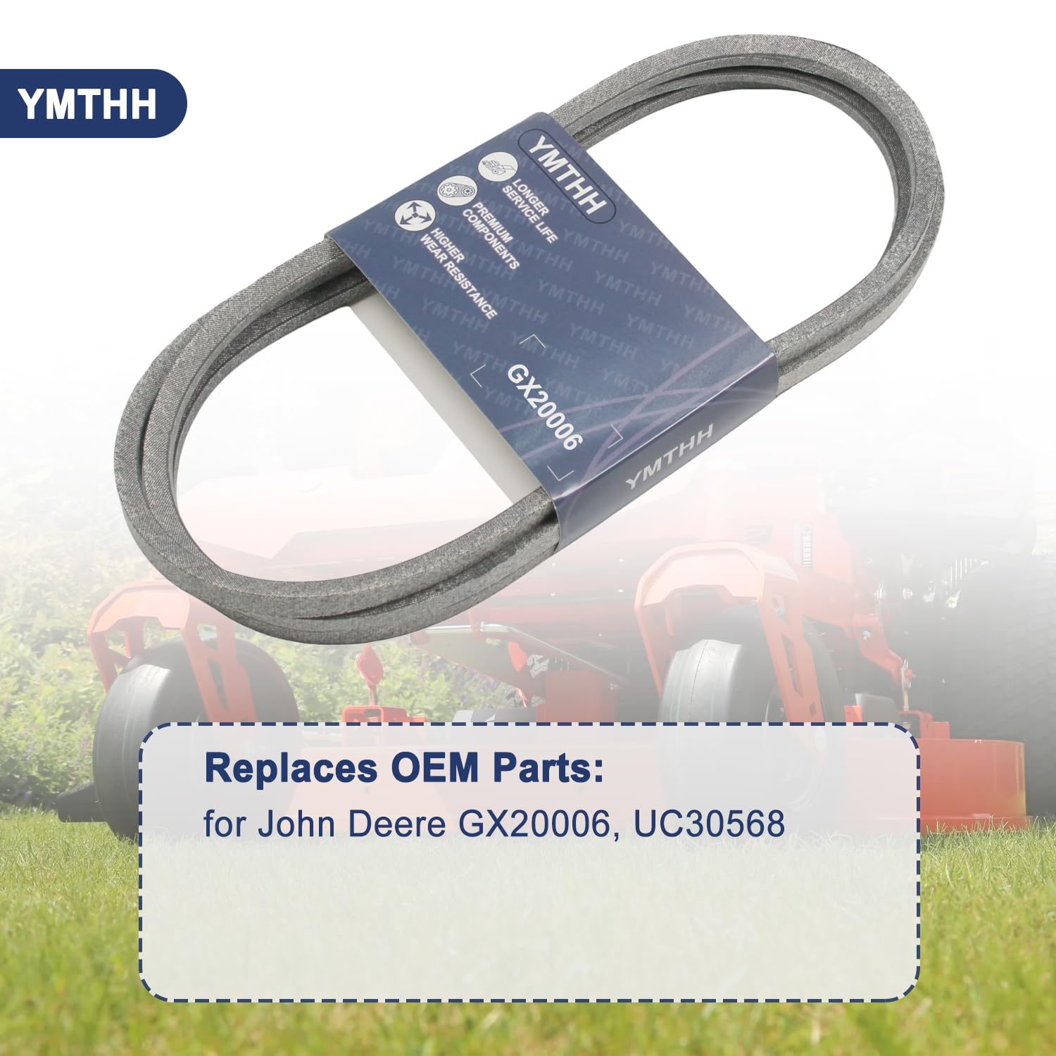 1/2" x 89" Drive Belt Replace GX20006 UC30568 Compatible with John Deere D110 D120 D130 D140 D150 L110 L118 L120 LA115 LA125 E170 48 Inch Lawn Tractor
