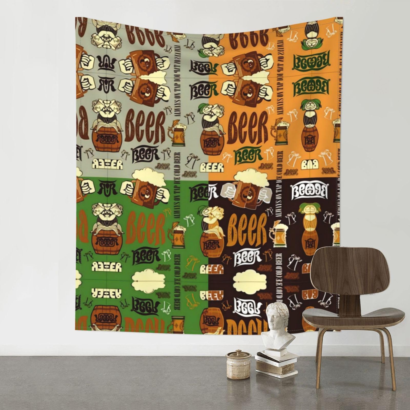 YYHWHJDE Beer Prints Wall Tapestry 60x51in - High-Grade Polyester Throw for Dorm Room Decor, Beach Blankets & Home Accent