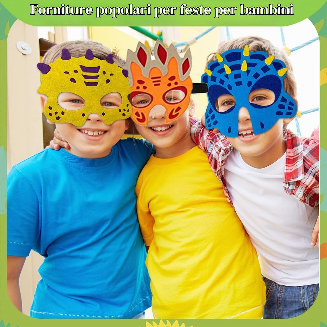 NJCXOLA Maschere Animali Bambini, 12 Pezzi Maschera dei Dinosauri Maschera per Bambini con Animali, Maschere per Feste di Cosplay Dinosauri Party per Halloween, Carnevale, Natale
