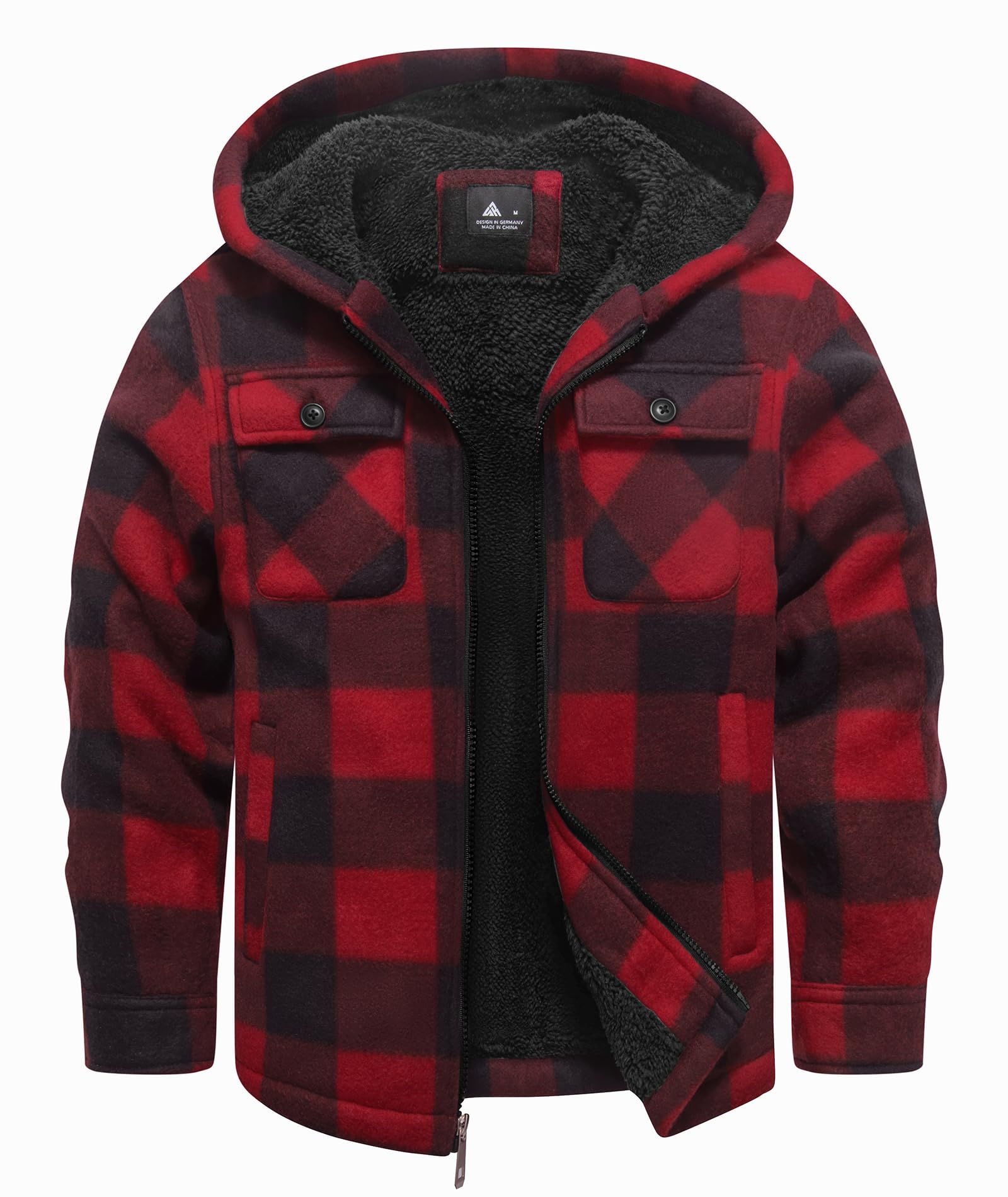 zitysport Hemdjacke Jungen Verdicken Fleecejacke Kinder mit Fleecefutter Warm Flanelljacke Jungen...
