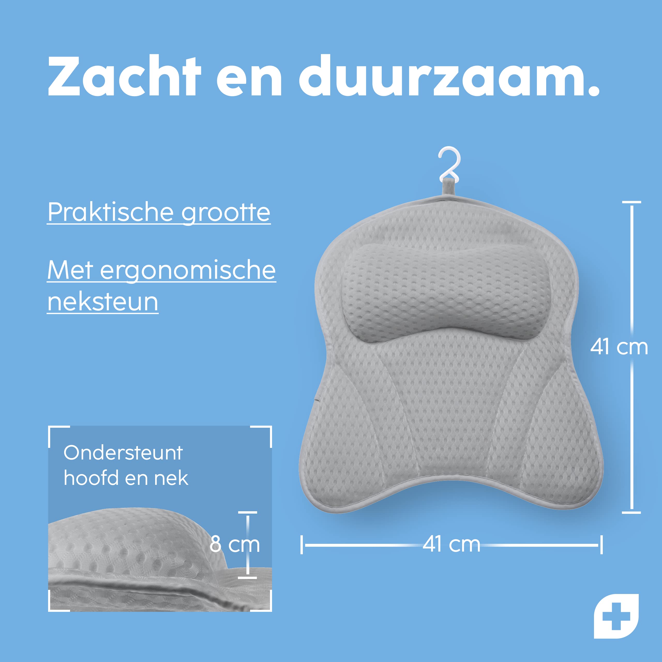 Badkussen, nekkussen voor badkuip, 4D mesh badkussen nek, ergonomisch badkussen voor badkuip met 8 zuignappen, voor thuis, spa en badkuip, home spa, ondersteunt hoofd, nek en rug