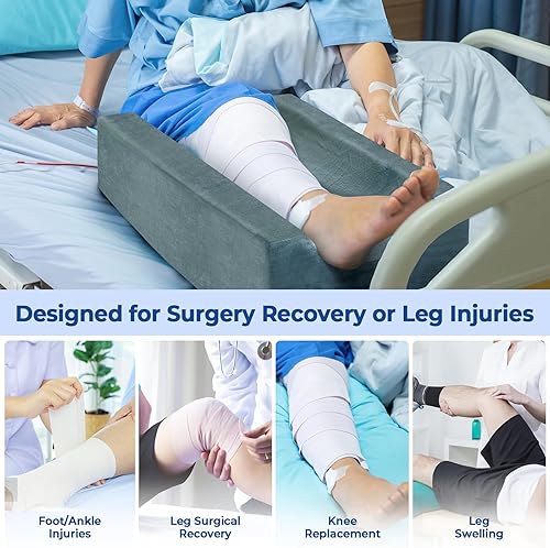 Miniatura 6 de KingPavonini Almohadas de elevación de piernas ajustables de 4 alturas para después de la cirugía con curva ergonómica, almohada de cuña de espuma