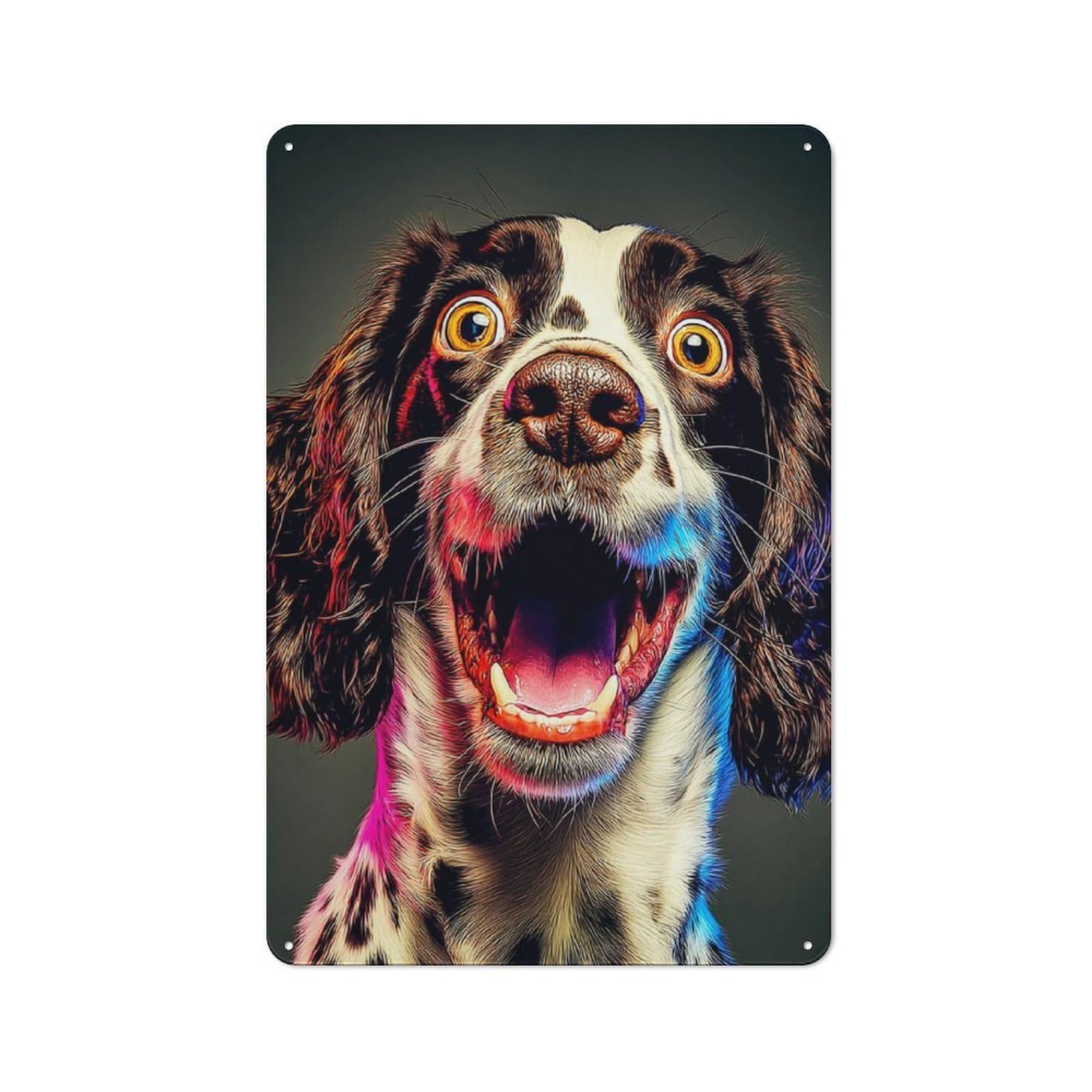 Junmoney Colorful Excited Dog Portrait Vintage Tin Sign 30X20cm For Dining Room Or Kitchen, For Themed Interiors In Kitchens And Dining Spaces