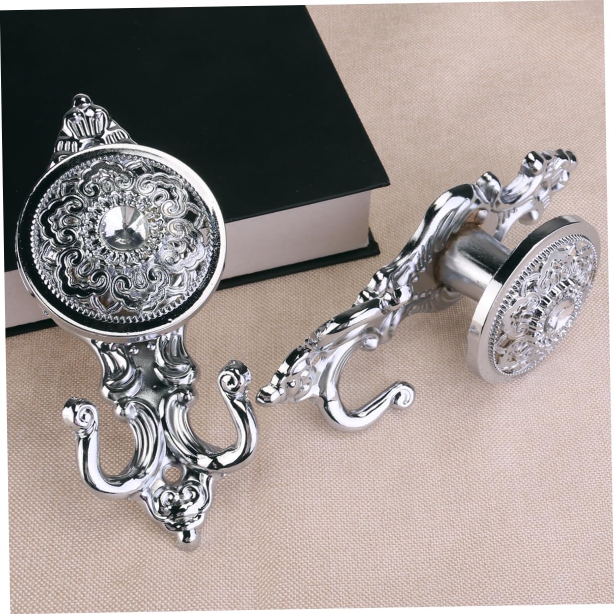 Elegant Vintage Curtain Holdbacks Silver Zinc Magnesium Alloy Tieback Hooks for Drapes Easy to Install for Traditional and Decor