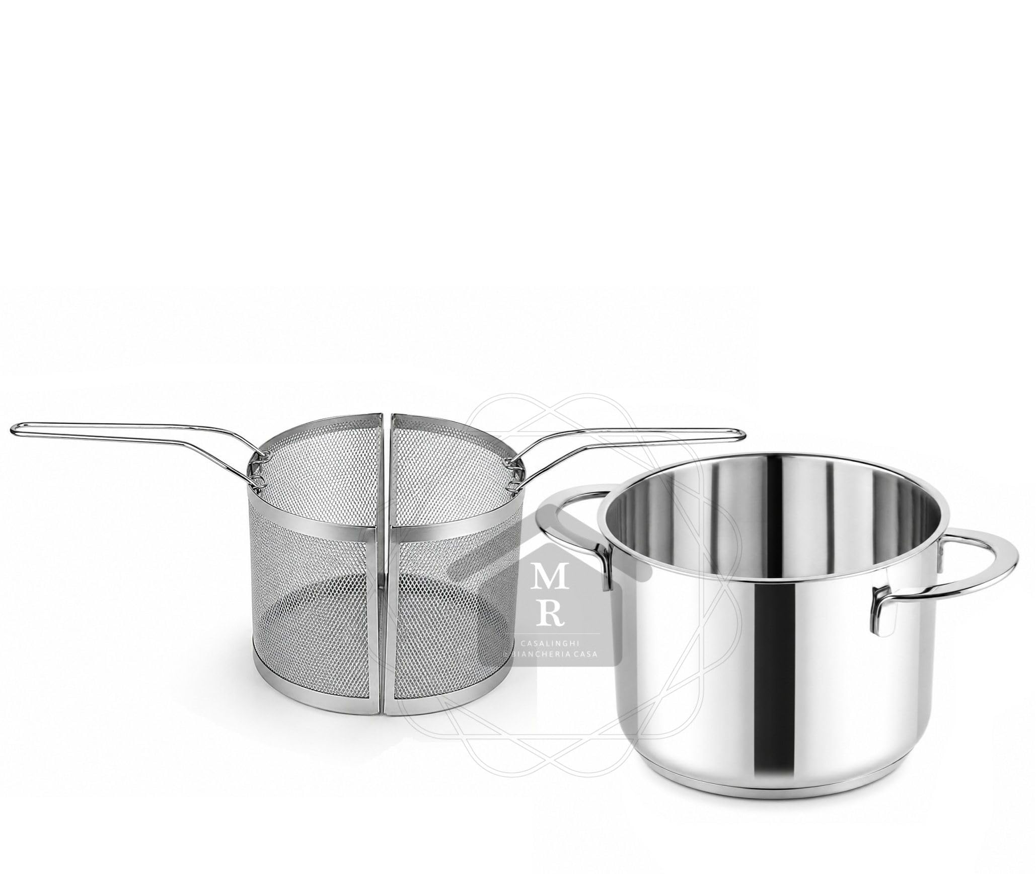 Pentola Cuoci pasta 24 cm Acciaio Inox 18/10 con 2 Cestelli Induzione Gourmet Mepra